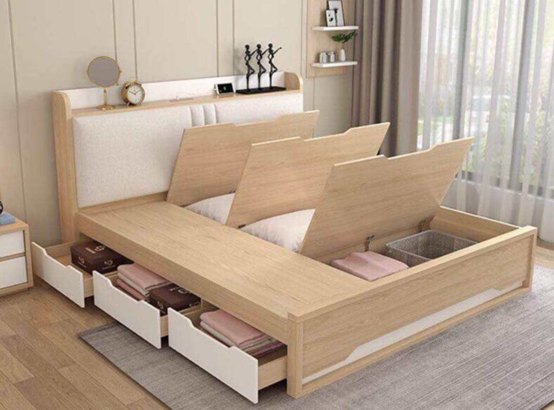 Giường ngủ gỗ công nghiệp có ngăn kéo thông minh